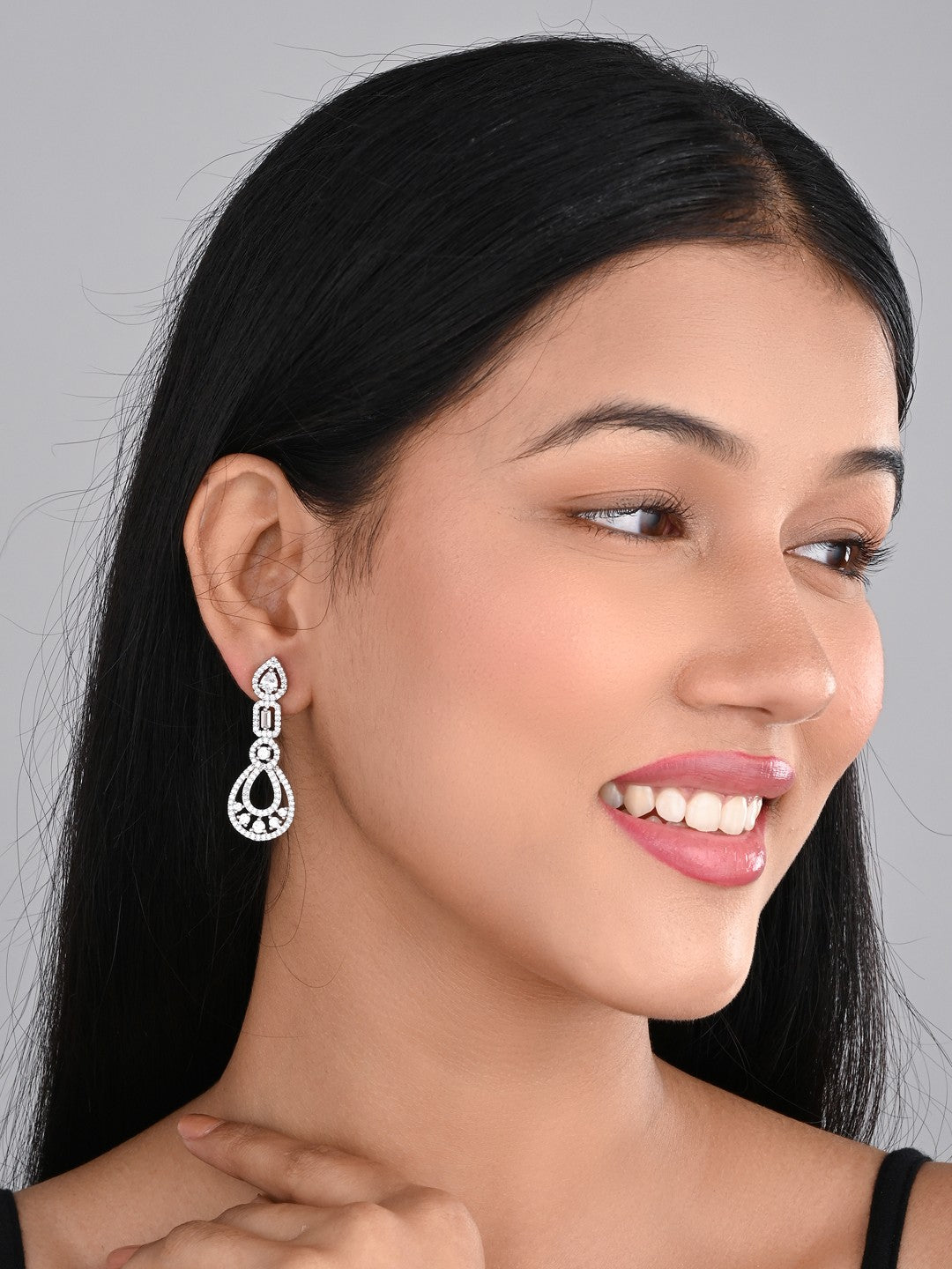 Rhodium-Plated Teardrop Earrings