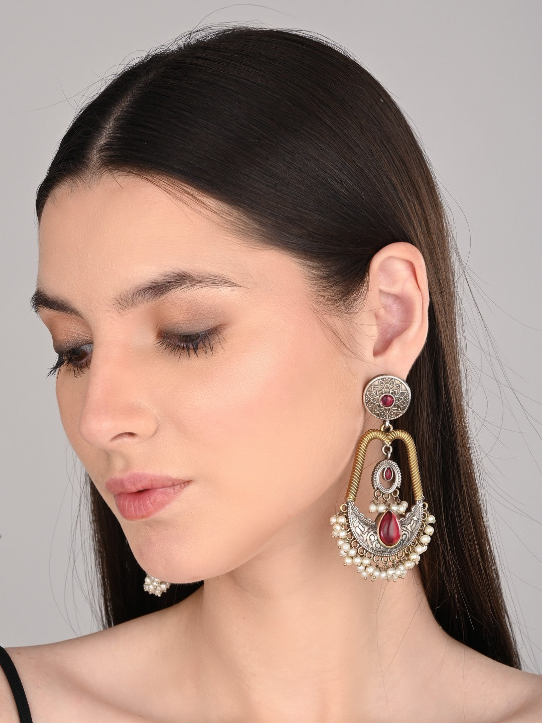 Gold & Silver Dual Tone Drop earrings