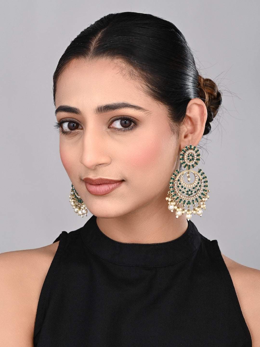 Circular Contemporary Chandbali - Green