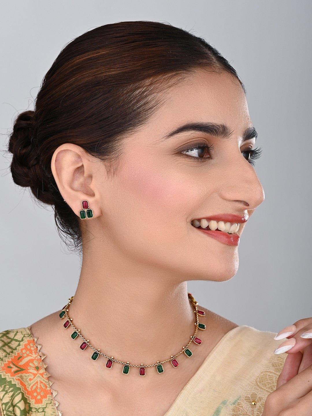 Gold Plated Delicate Necklace Set - Multi