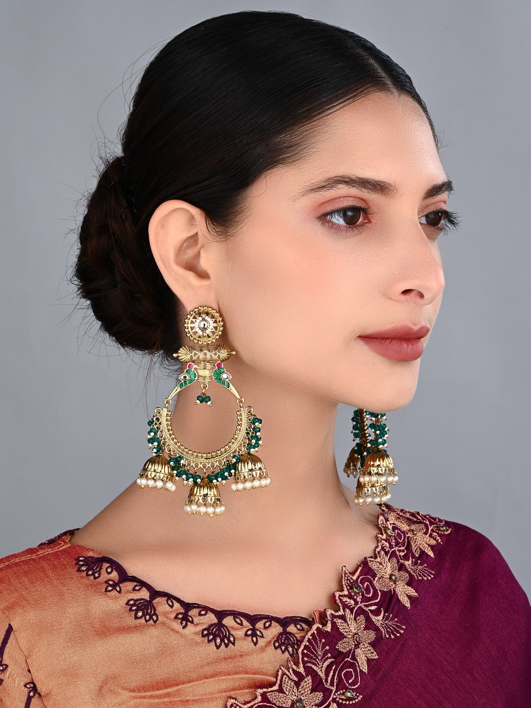 Mrinmayi Peacock Inspired Chandbali Earrings