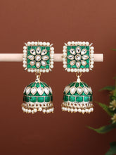 Gold plated Green Enamel Jhumka