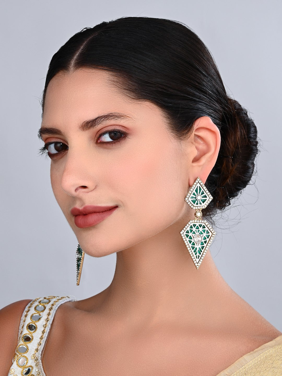 Zara Turquoise Geometric Crystal Drop Earrings