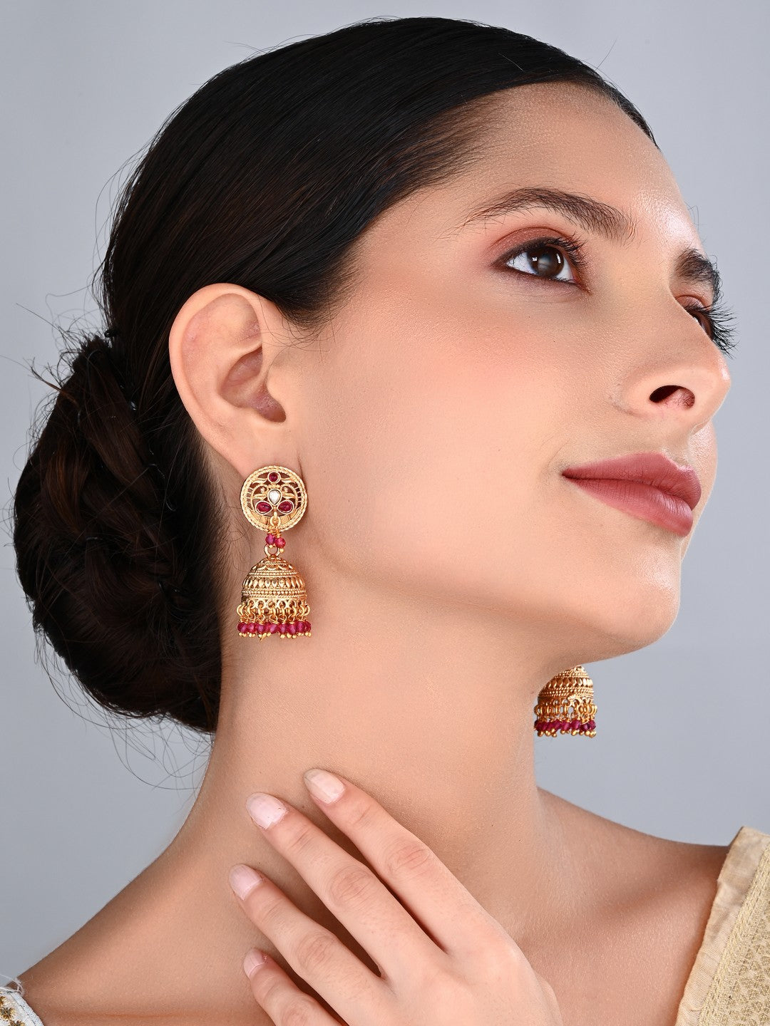 Gold-Toned Jhumka Earrings