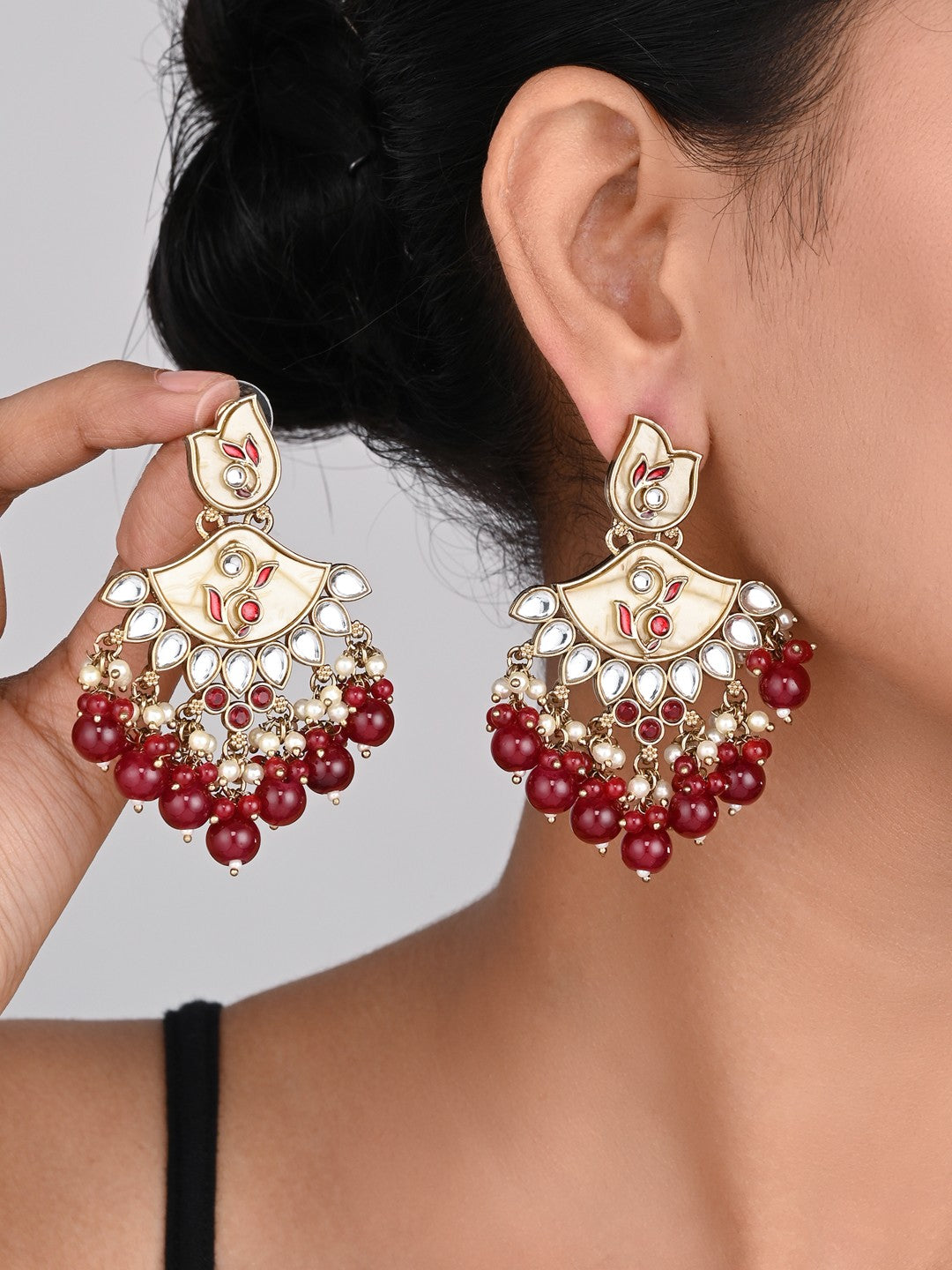 Contempoary MOP Chandbali - Red