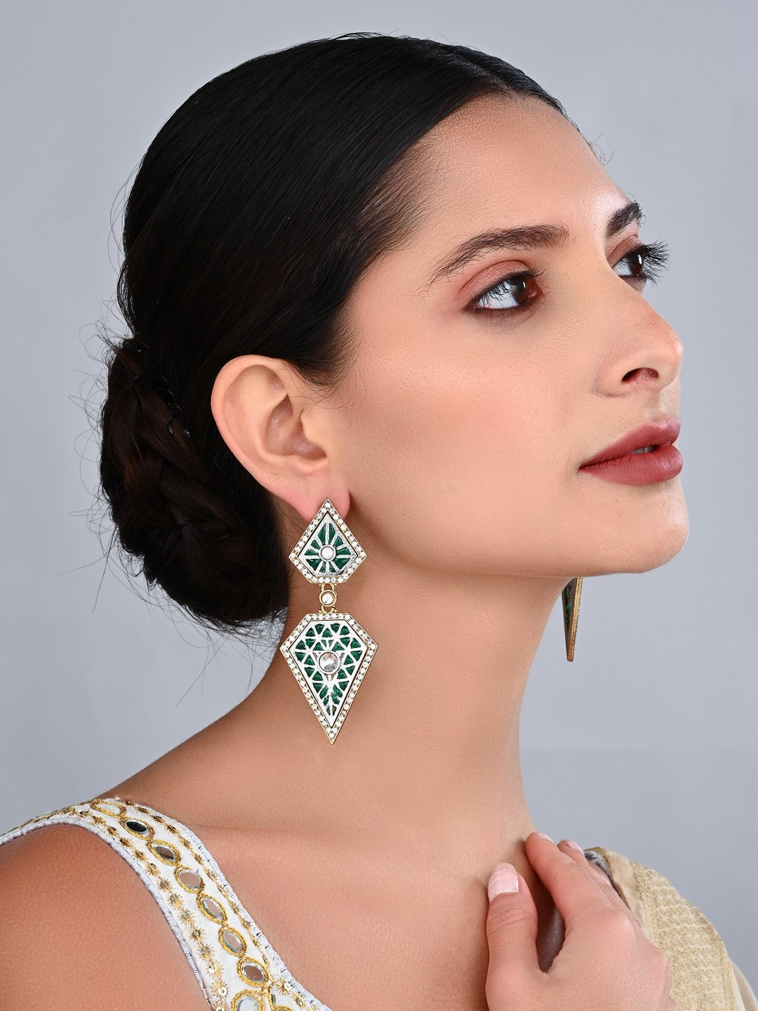Zara Turquoise Geometric Crystal Drop Earrings