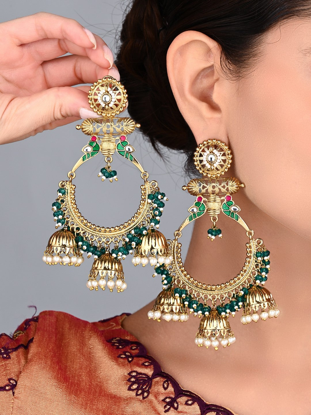 Mrinmayi Peacock Inspired Chandbali Earrings