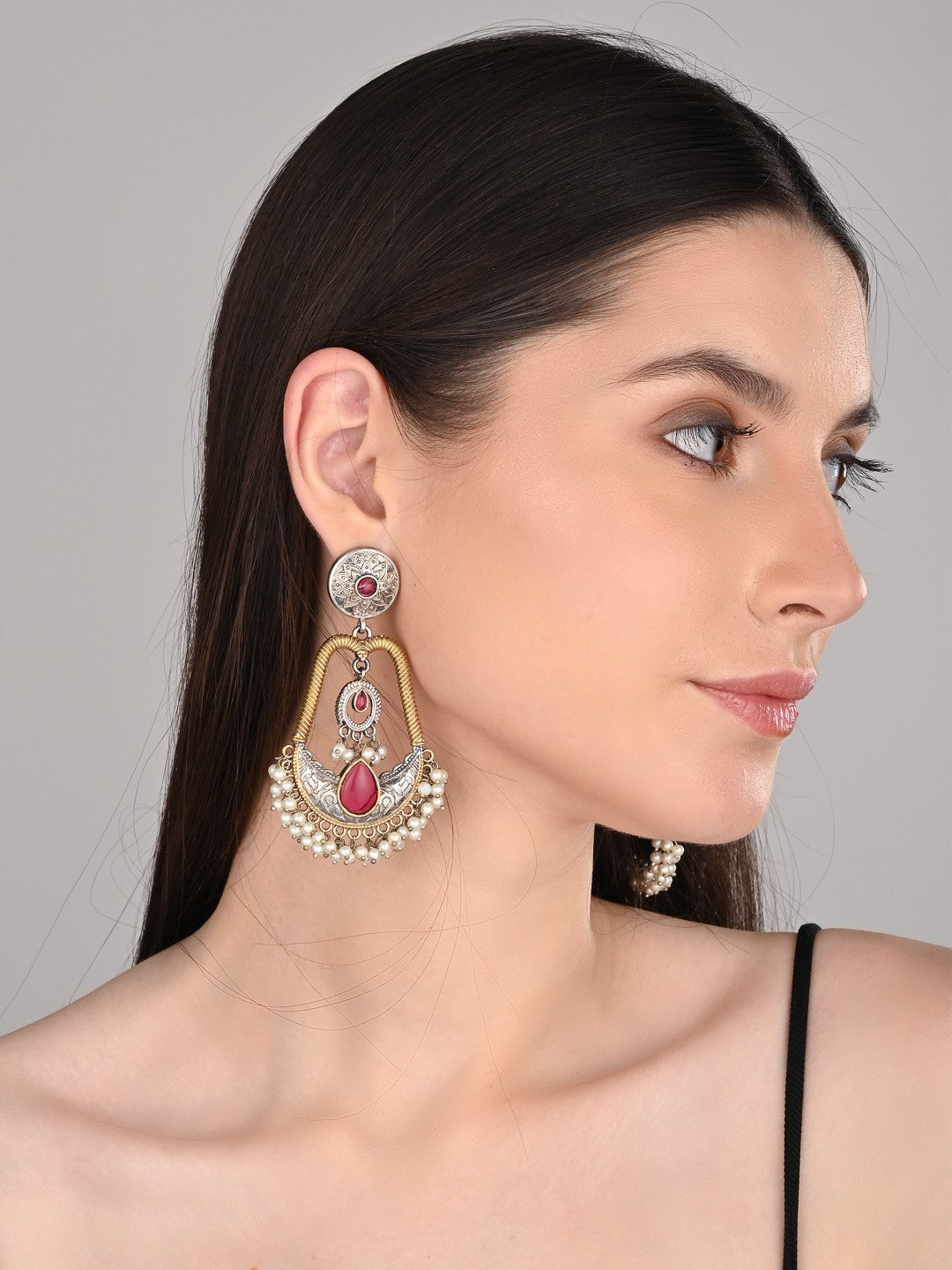 Gold & Silver Dual Tone Drop earrings