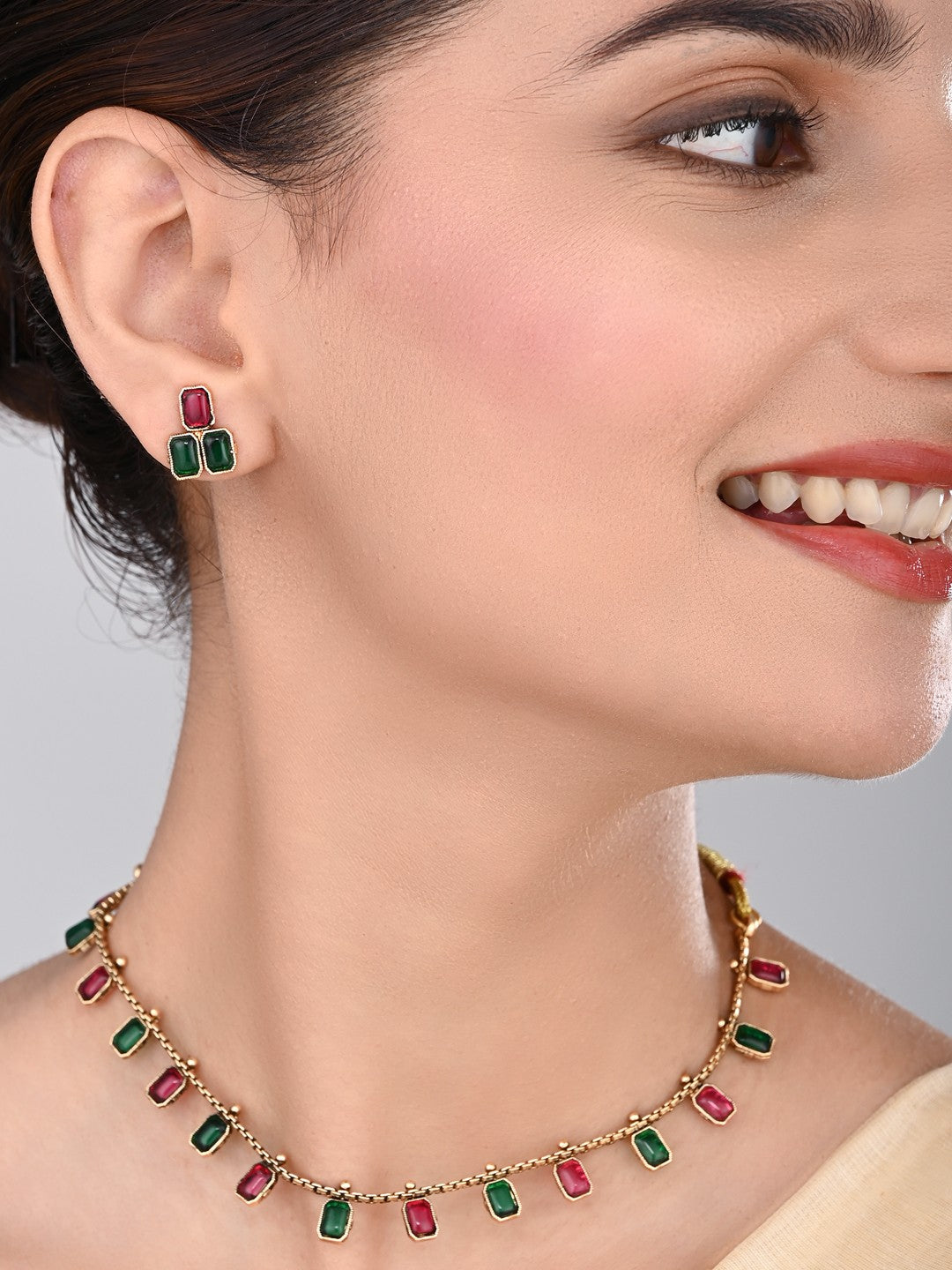 Gold Plated Delicate Necklace Set - Multi