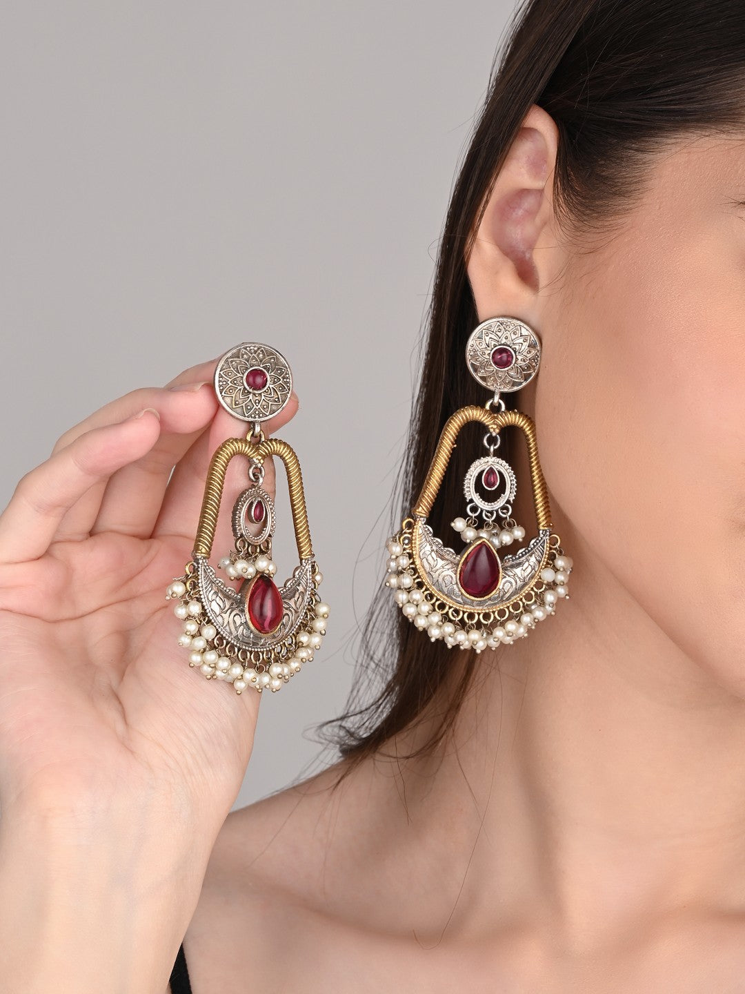 Gold & Silver Dual Tone Drop earrings