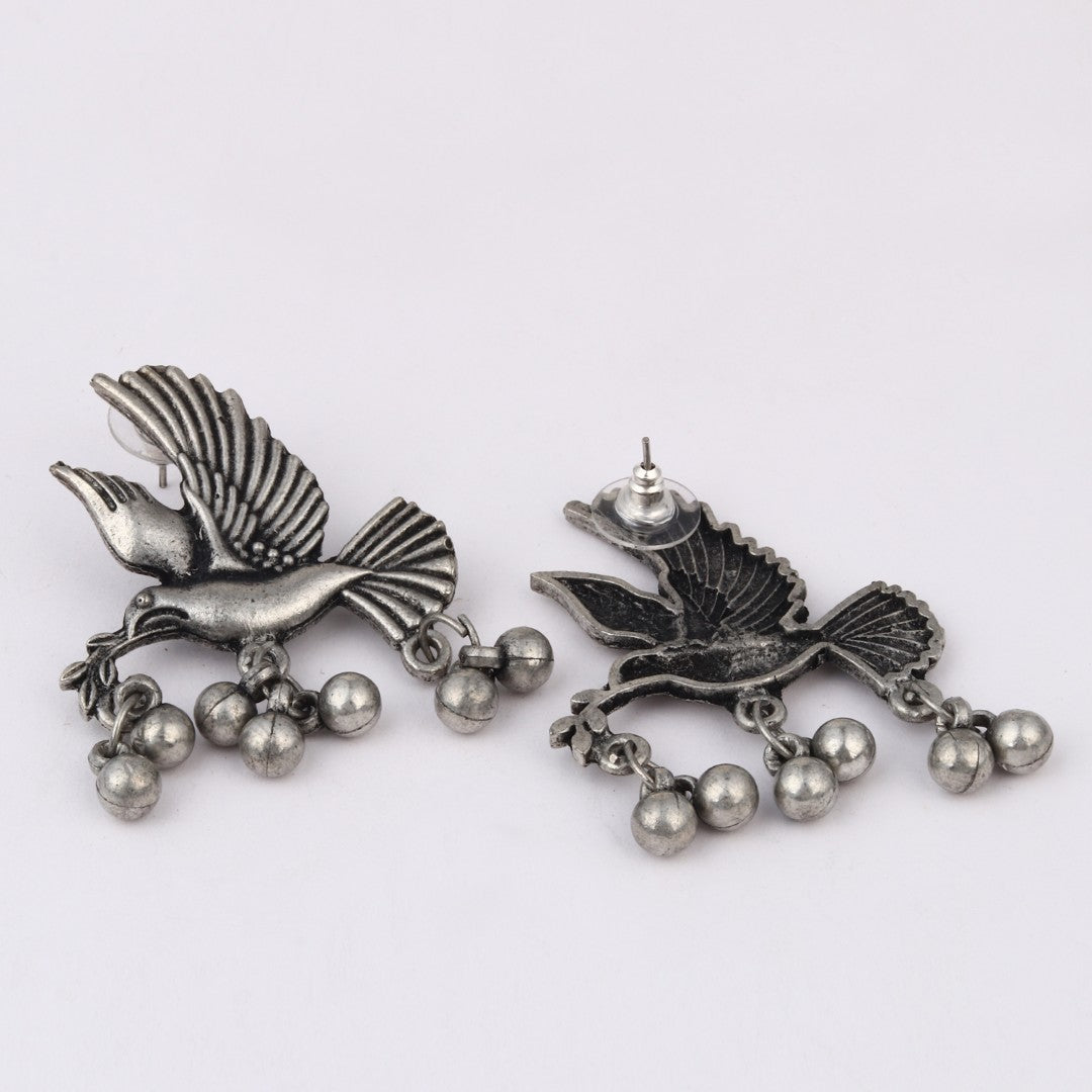 Silver Oxydised finish Bird necklace set