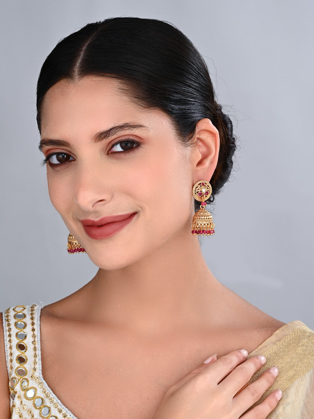 Gold-Toned Jhumka Earrings
