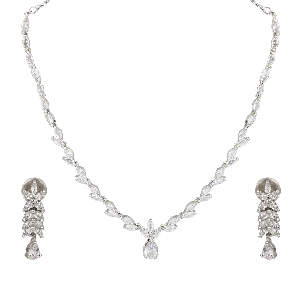 Silver-Tone Teardrop Necklace Set