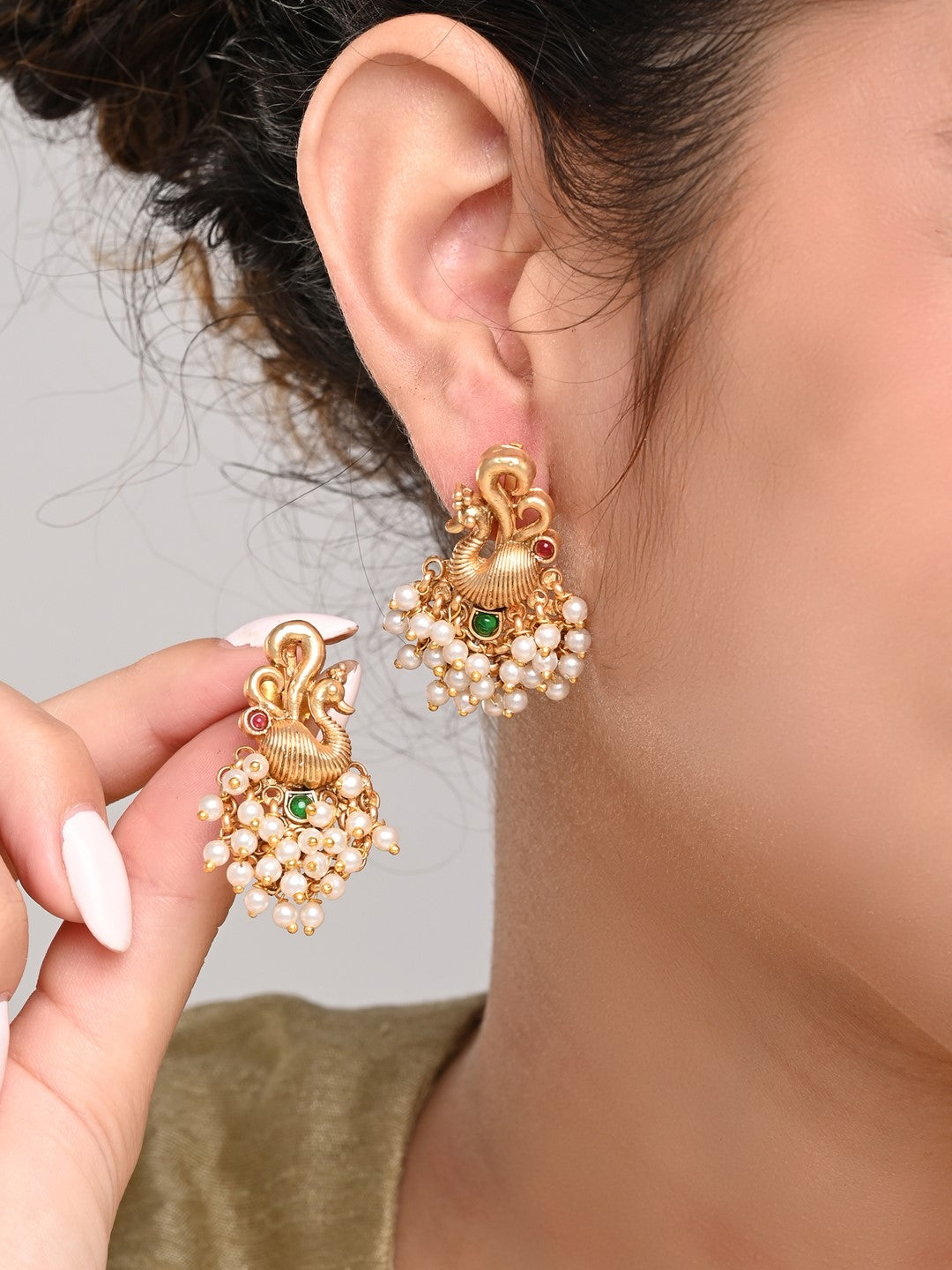 Gold plated peacock Studs