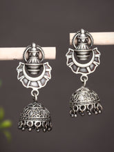 Silver Oxidised temple design jhumka