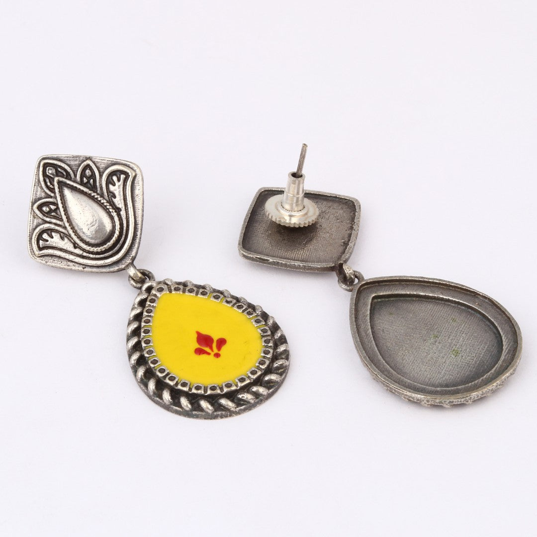 Hand-Painted Drop Earrings Yellow