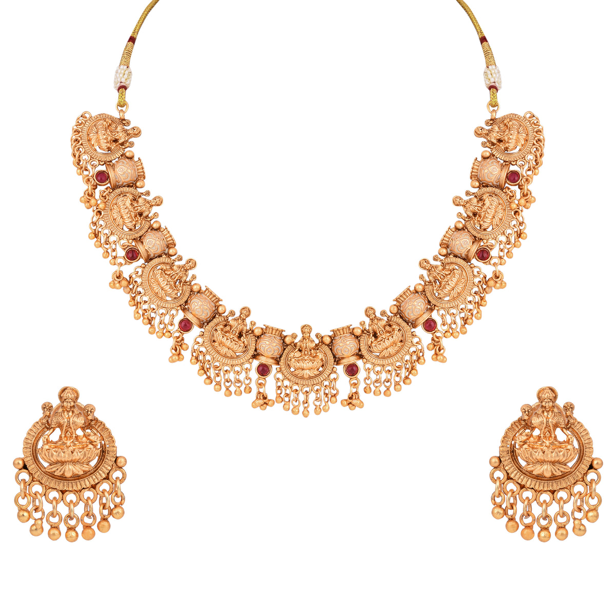 Traditional Temple Jewellery Set with Ghungroo Drops