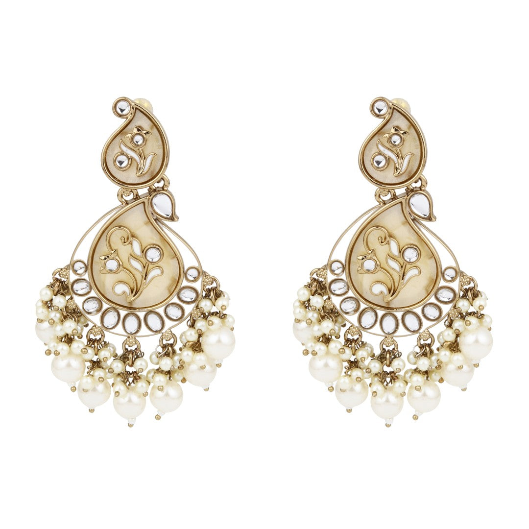 Paisely kundan, MOP & Meenakari chandbali Earring