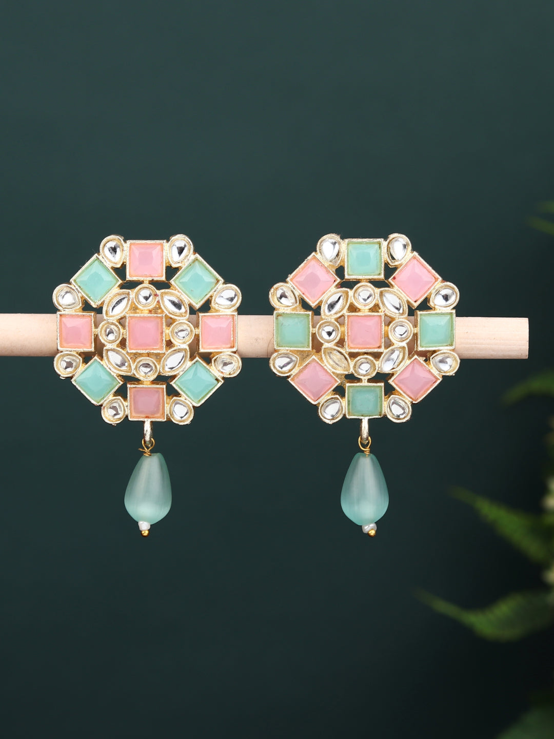 Gold plated Multi col Stone Studs