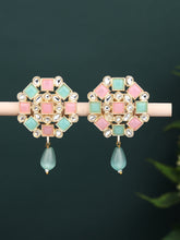 Gold plated Multi col Stone Studs