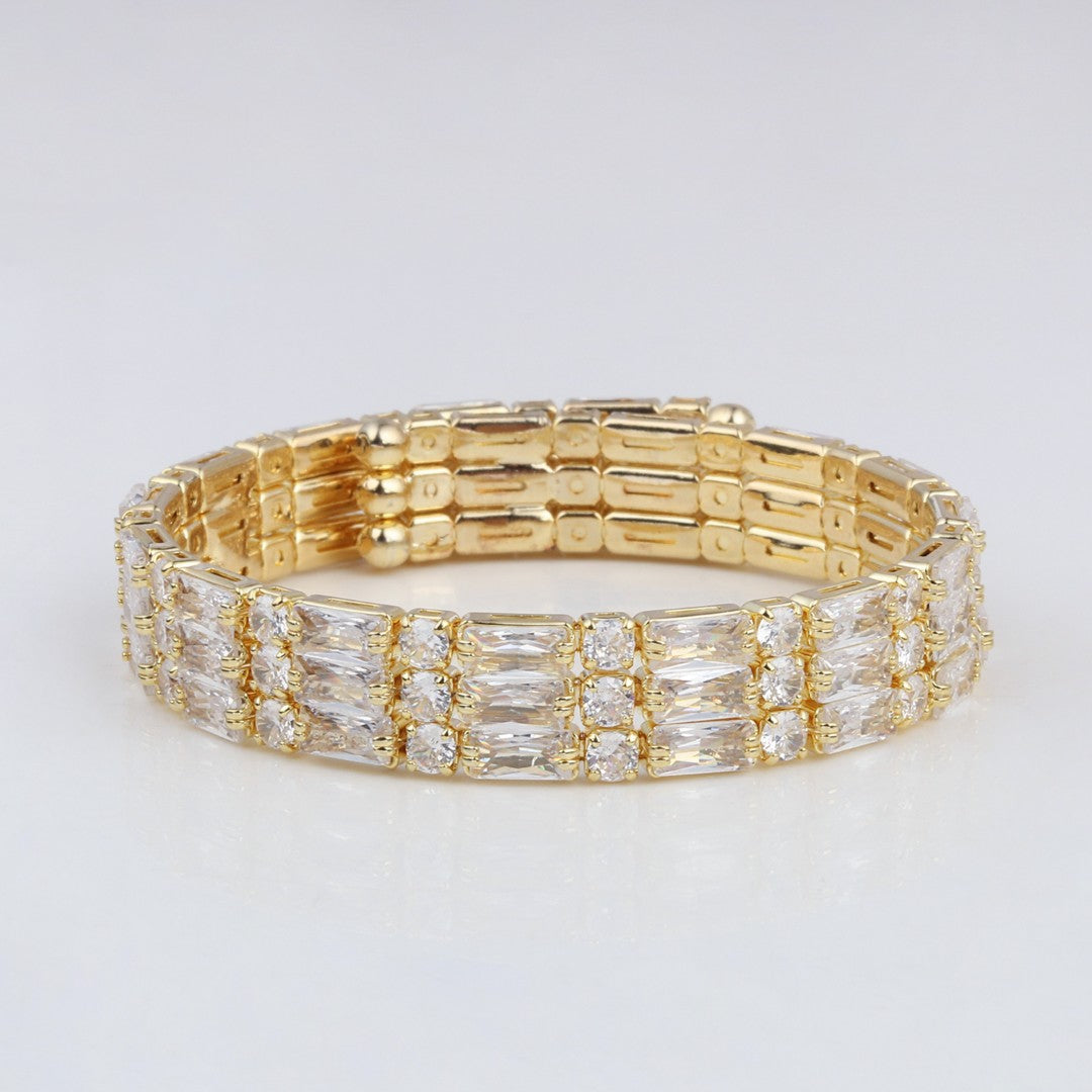 Elegant Gold-Tone CZ Tennis Bangle Bracelet