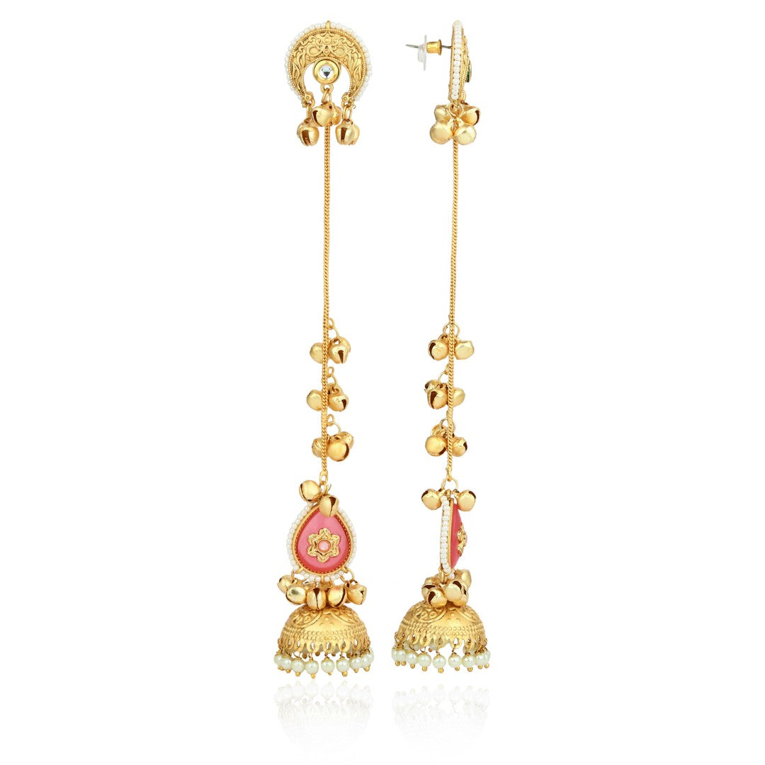 Gold plated Kshimiri long Jhumka Earrings