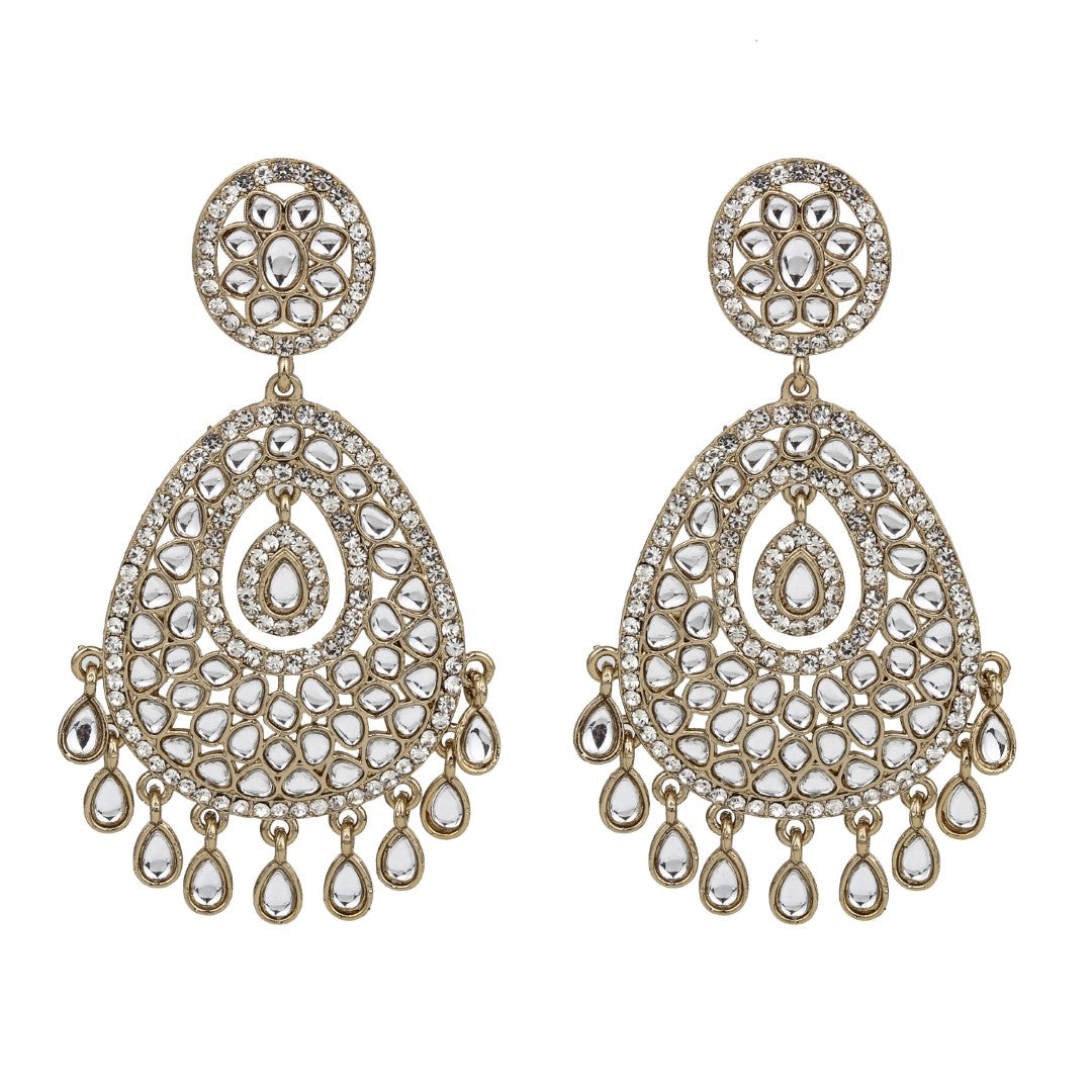 Gold plated kundan chandbali Earring