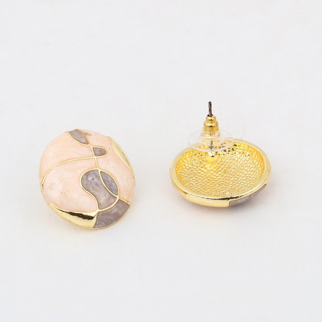 Enamelled Pink coloured Stud earring