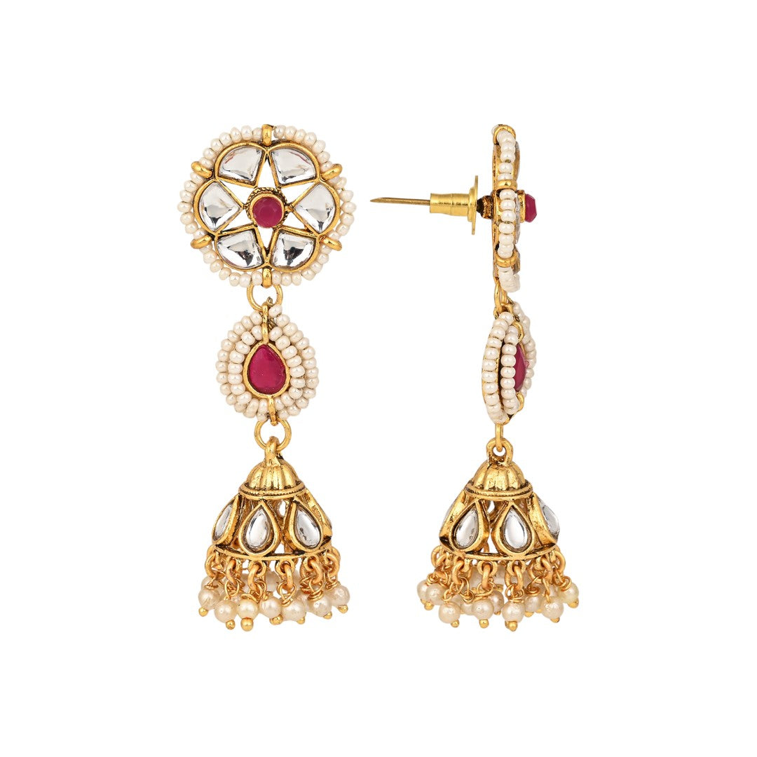 Red Necklace set with jhumka earrings