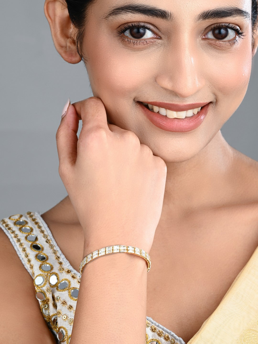 Gold-Tone CZ Tennis Bracelet Bangle