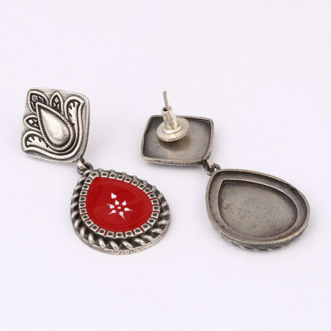 Hand-Painted Drop Earrings Red
