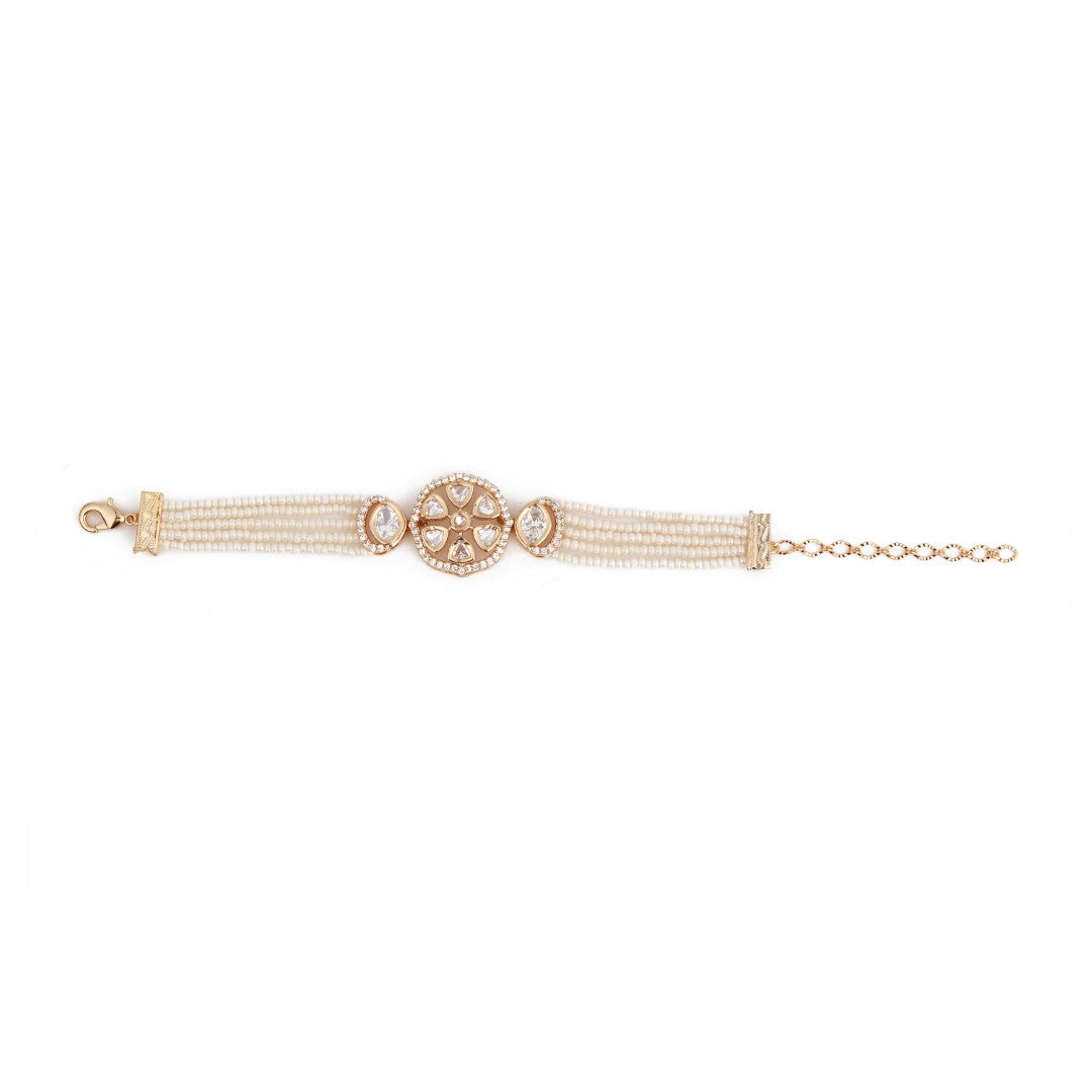 Elegant Gold-Tone Multi-Strand Crystal Bracelet