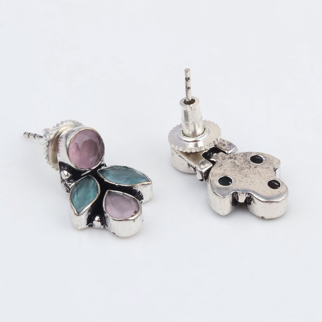 Elegant Crystal Pendant Necklace Set with Matching Drop Earrings - Multi