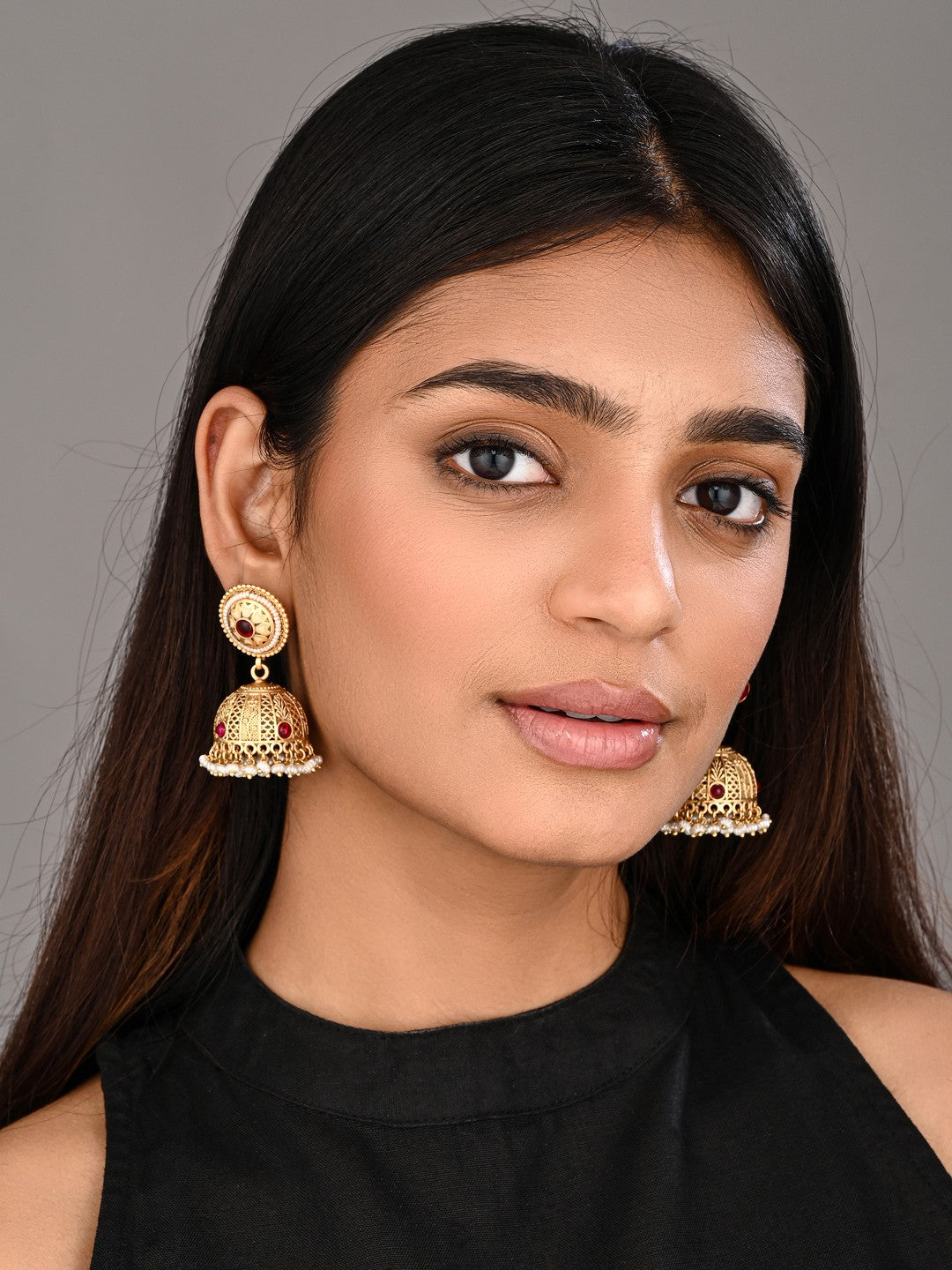 Royal Stone Antique Jhumka Earrings