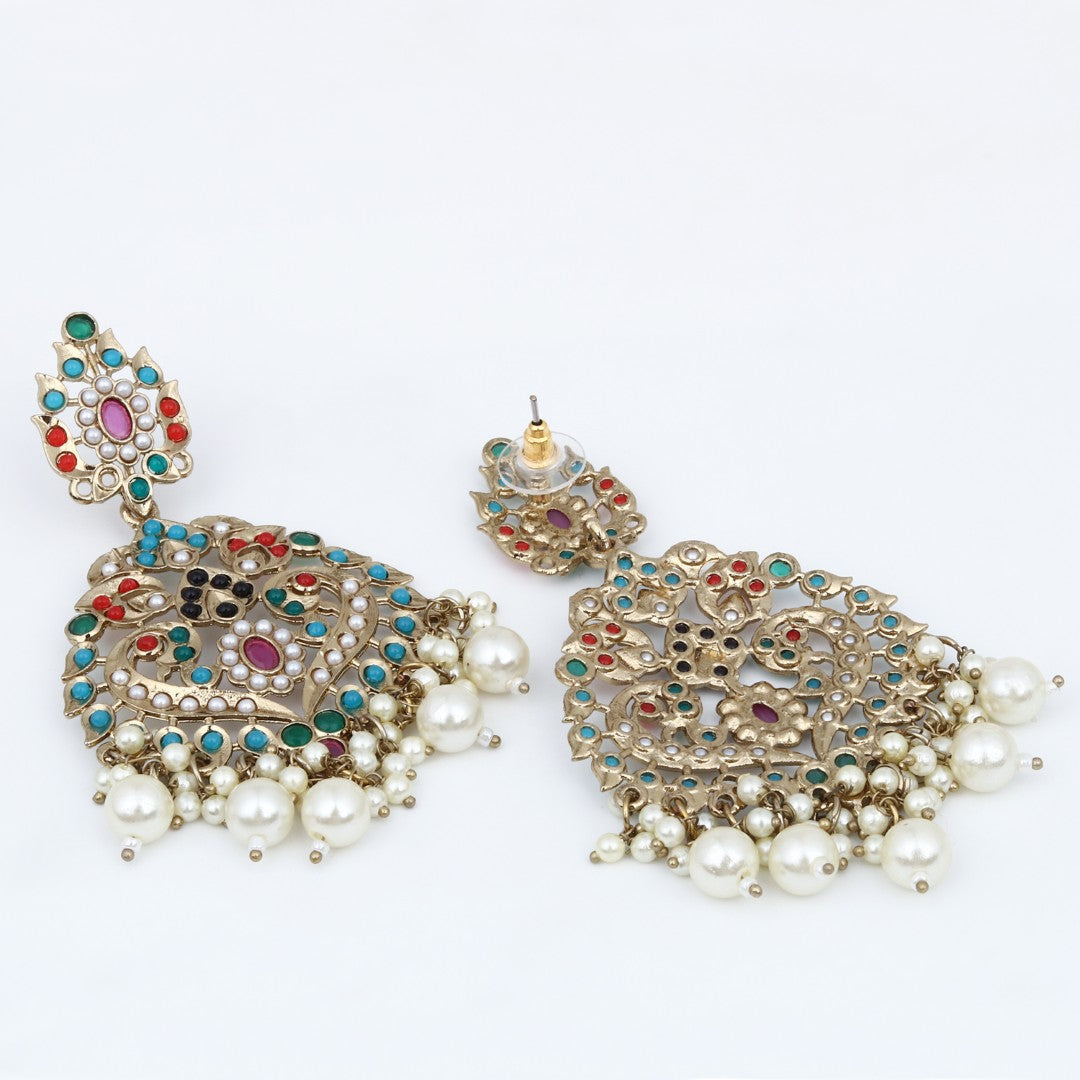 Pan shaped Contemporary Chandbali - Multi