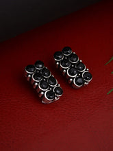 Silver Oxidised AD Stone Stud in Brass