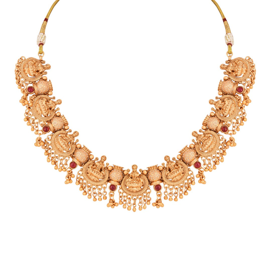 Traditional Temple Jewellery Set with Ghungroo Drops