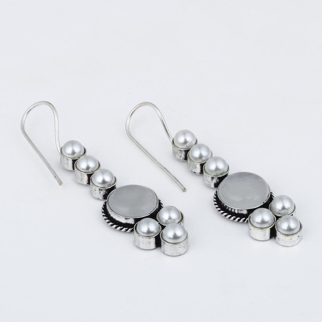 Pearl & Stone drop earring White