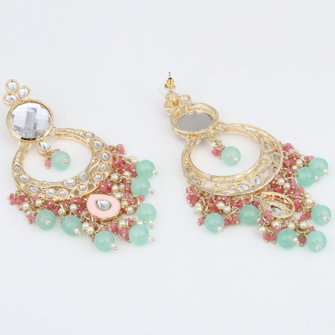 Kundan Pearl Chandbali Earrings Multi