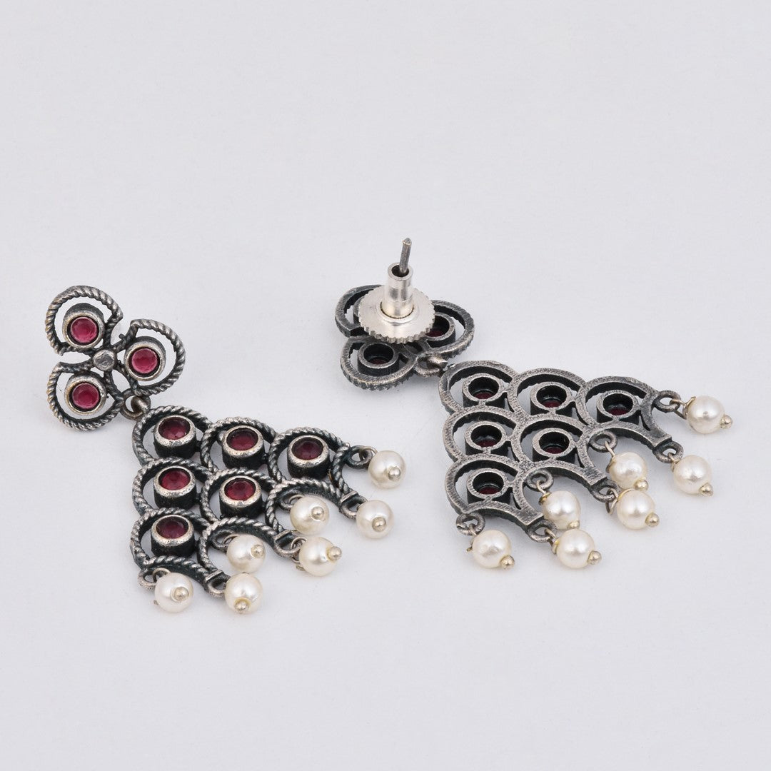 Silver Oxydised finish Chandelier drop earring