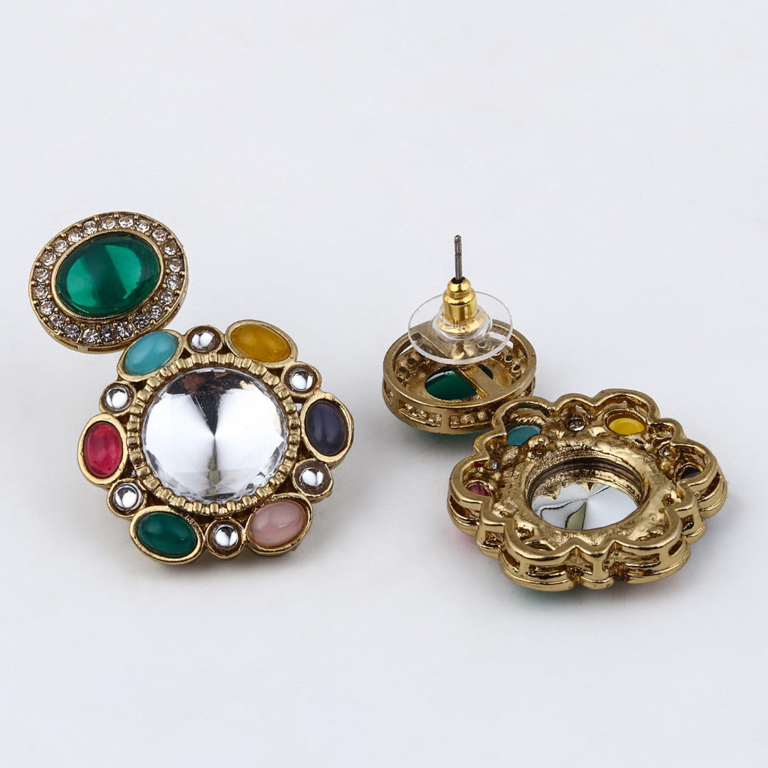 Statement earrings featuring a bold circular design with a vintage finish Multi