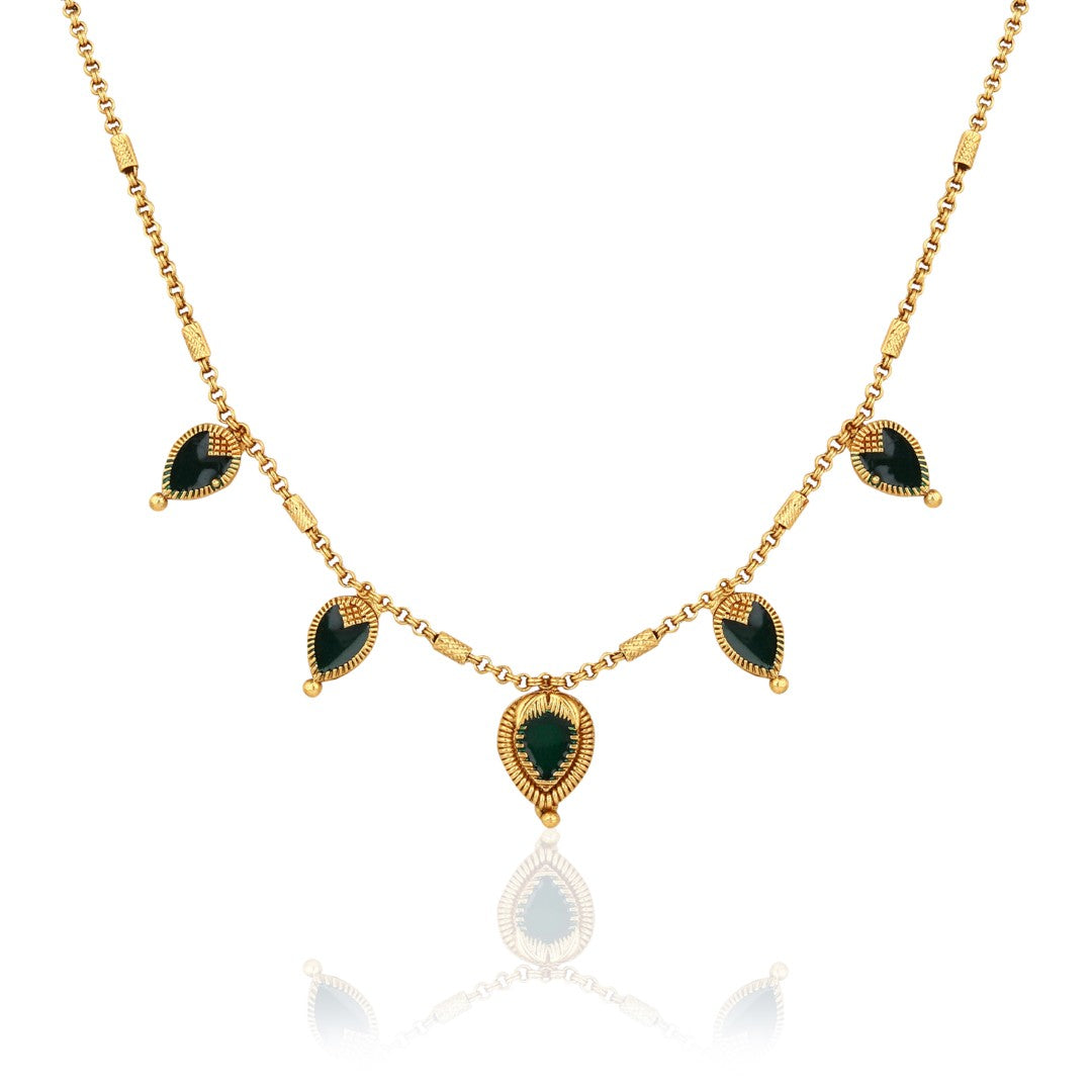 Elegant Green Meenakari Pendant Necklace Set