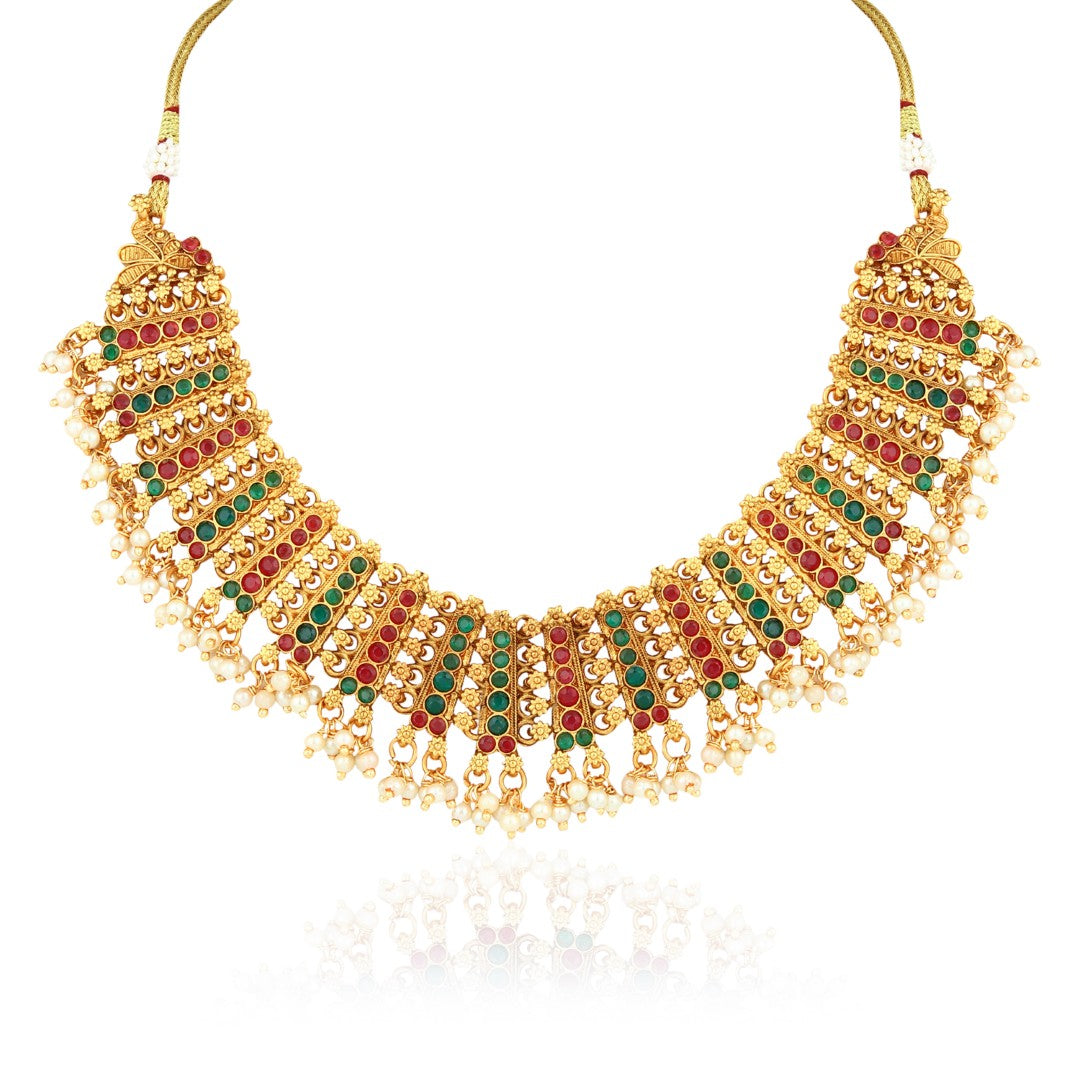 Traditional Multicolor Temple Necklace Set