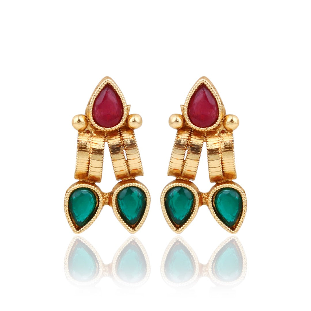 Multicolour Festive Gold-Tone Necklace & Earrings Set