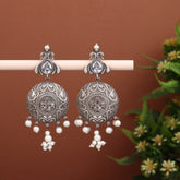 Silver Oxidised finish contemporary Style drop earrings