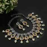 Dual Tone Necklace Set with AD & Camp stone