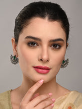 Crescent moon Studs Green