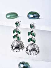 Silver Oxidised Leaf drop Jhumka