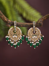Pear-Shaped MOP Drop Earrings with Green Pearl Charm