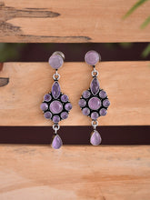 Brass Pink AD Stone Drop Earrings with Floral & Teardrop Design